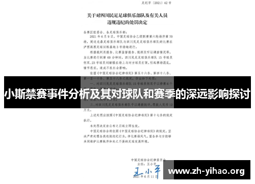 小斯禁赛事件分析及其对球队和赛季的深远影响探讨